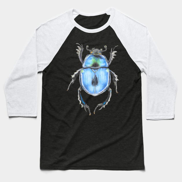 Blue Beetle Baseball T-Shirt by Tinker and Bone Studio